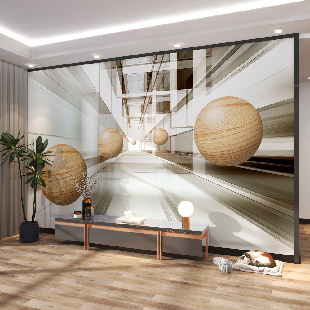 Fototapeta drewniane kulki w tunelu optycznym