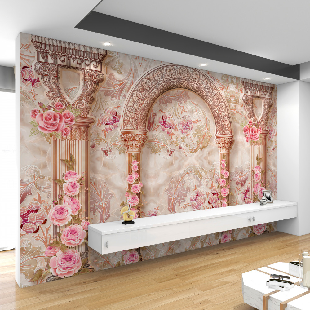 Fototapeta różowy łuk kwiatowy