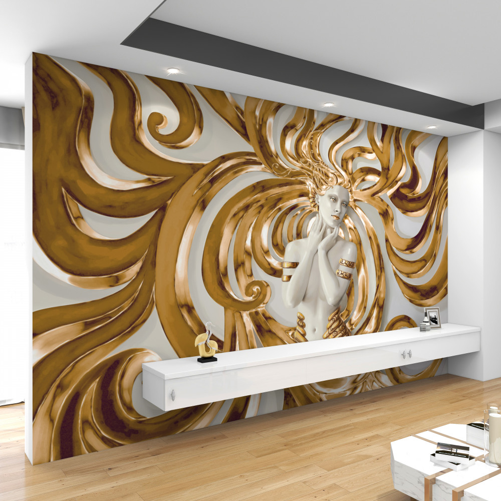 Fototapeta złote linie i figura dziewczyny