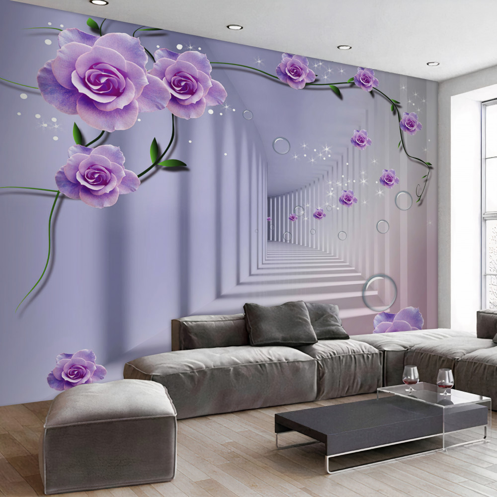 Fototapeta delikatne niebieskie pąki kwiatowe w tunelu