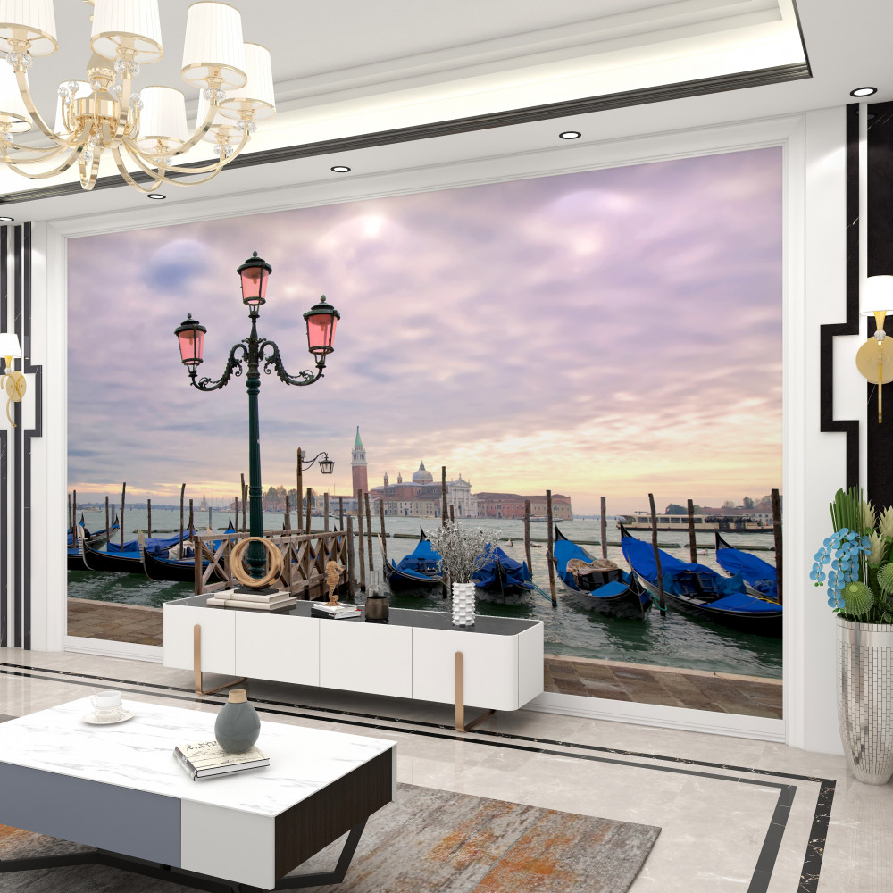 Fototapeta gondole na molo w Wenecji