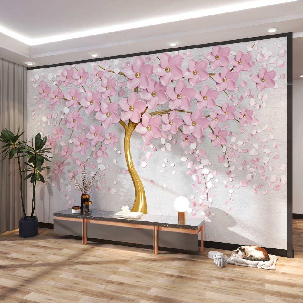 Fototapeta drzewo z wiszącymi gałęziami kwiatowymi