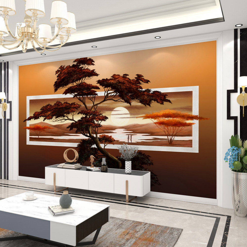 Fototapeta bonsai o zachodzie słońca