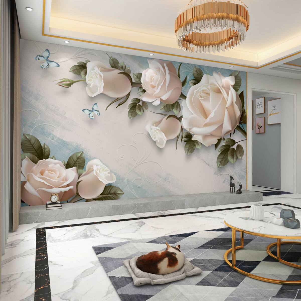 Fototapeta Delikatne kremowe różyczki