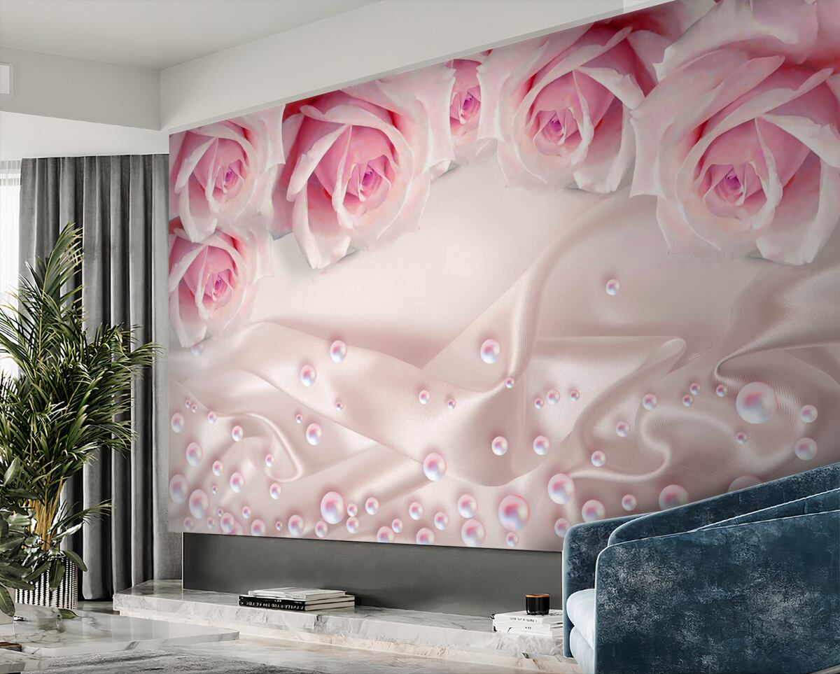 Fototapeta Różowe róże i perły