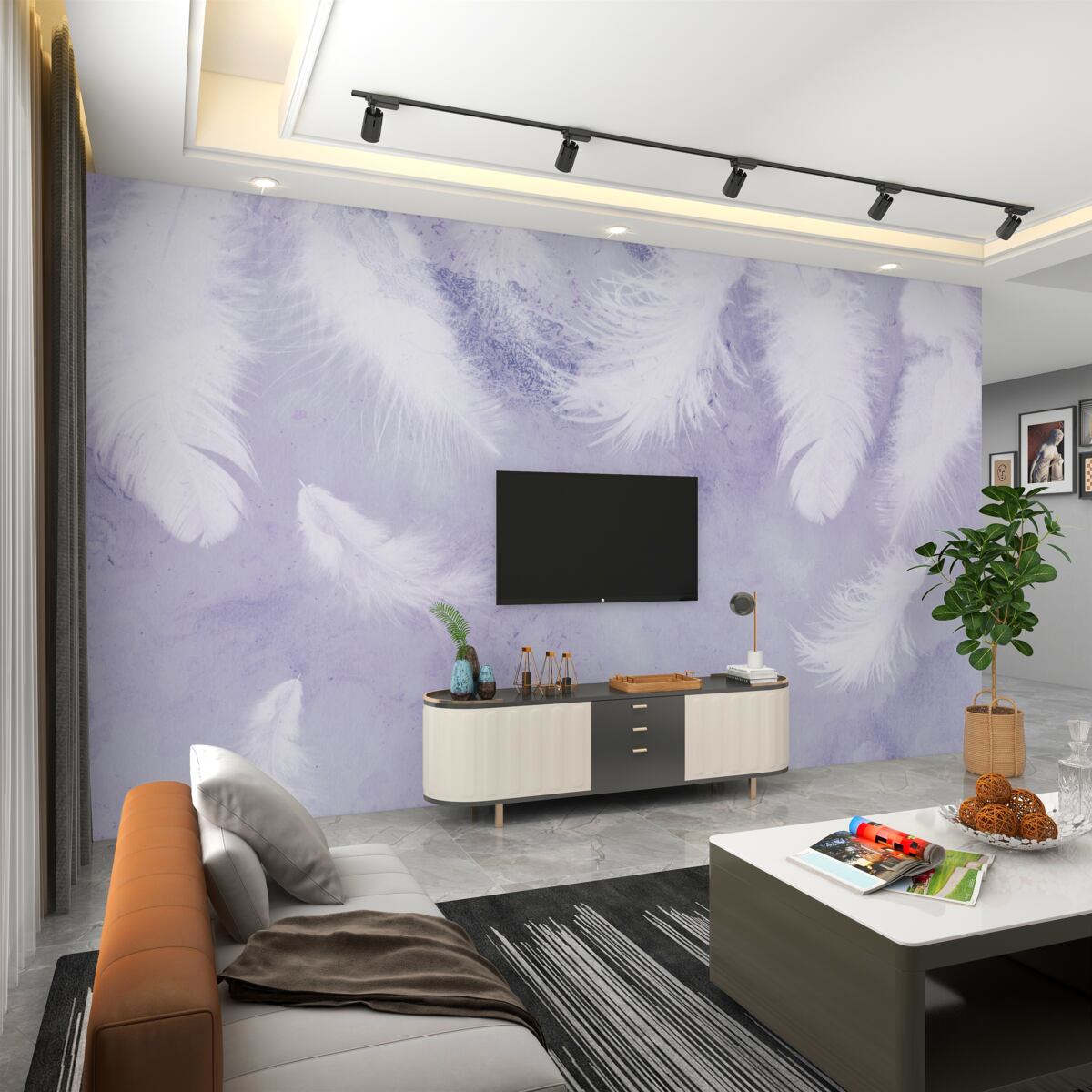 Fototapeta Pływające białe pióra