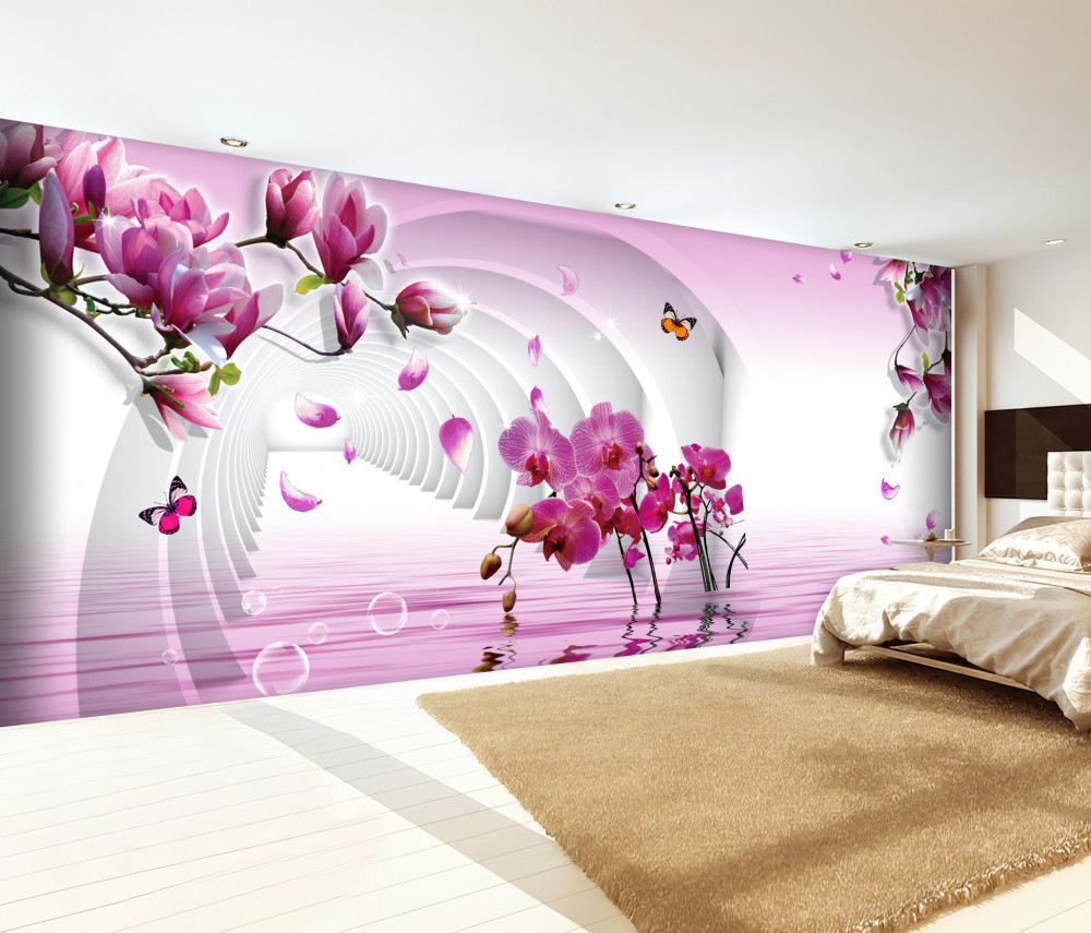 Fototapeta delikatny kolaż fioletowych kwiatów magnolii