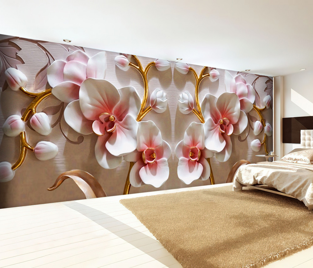 Fototapeta białe pąki orchidei w odbiciu