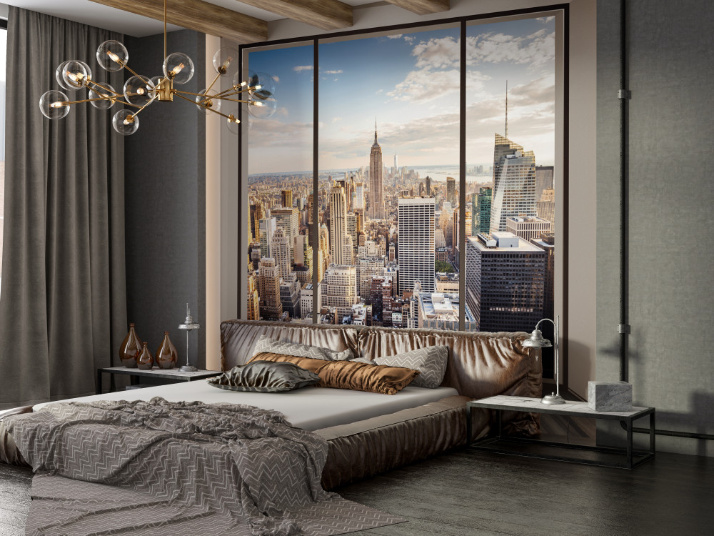 Fototapeta poranny widok Nowego Jorku z okna