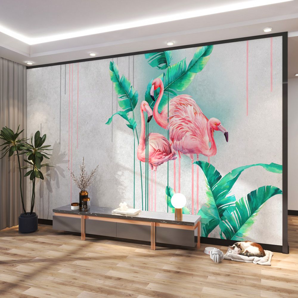 Fototapeta różowy flaming w tropikach