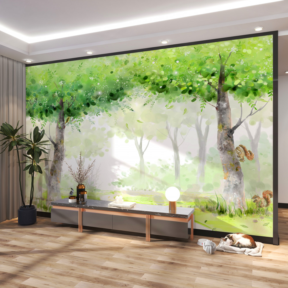 Fototapeta akwarela letni las