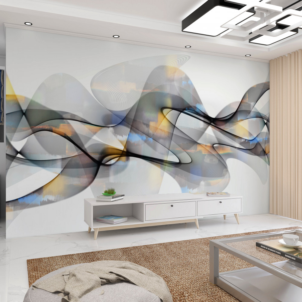 Fototapeta tekstura dymu ze złotymi plamami