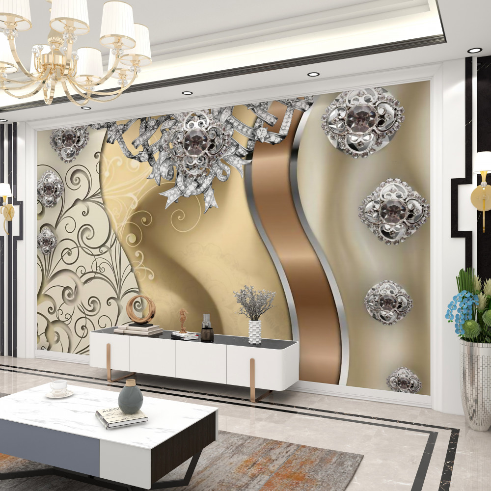 Fototapeta srebrne kwiaty na złocie