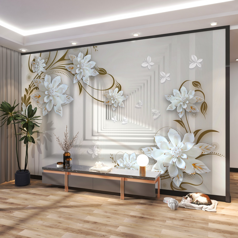 Fototapeta złote gałęzie magnolii w perspektywie tunelu