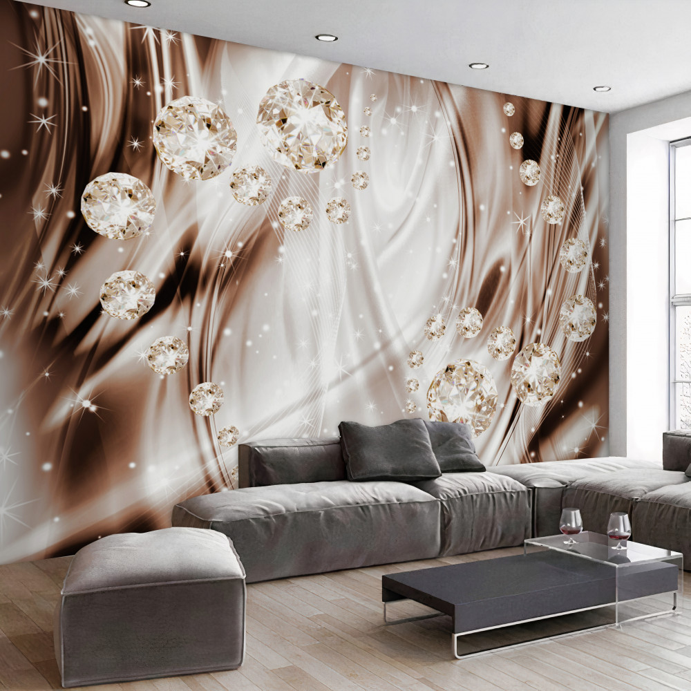 Fototapeta jedwabie z brązu i złotą biżuterię