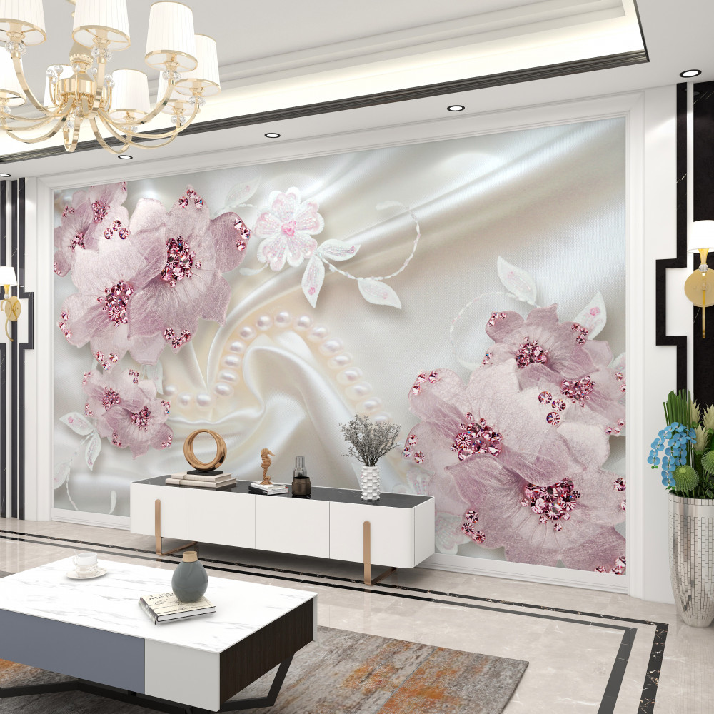 Fototapeta delikatne fioletowe kwiaty z tkaniny na jedwabiu