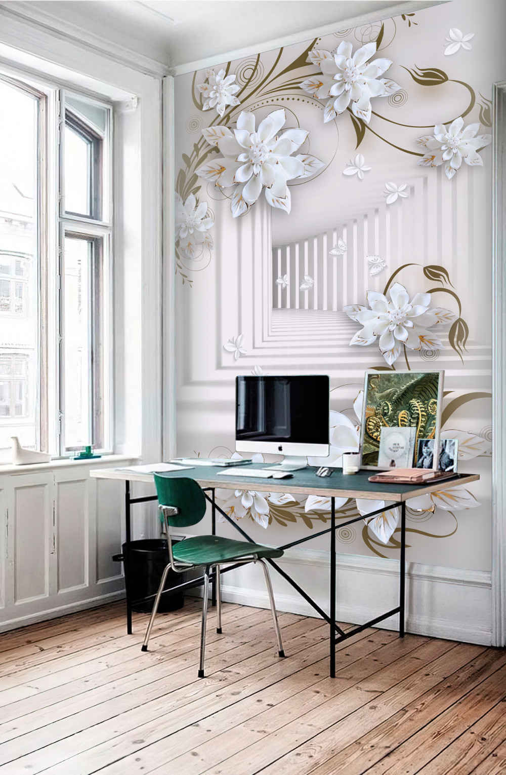 Fototapeta niekończący się tunel i biały lotos