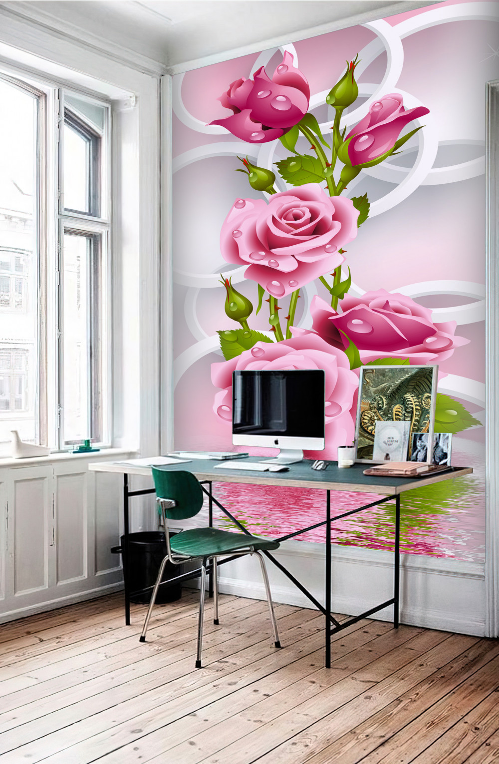 Fototapeta delikatne różowe gałązki róży