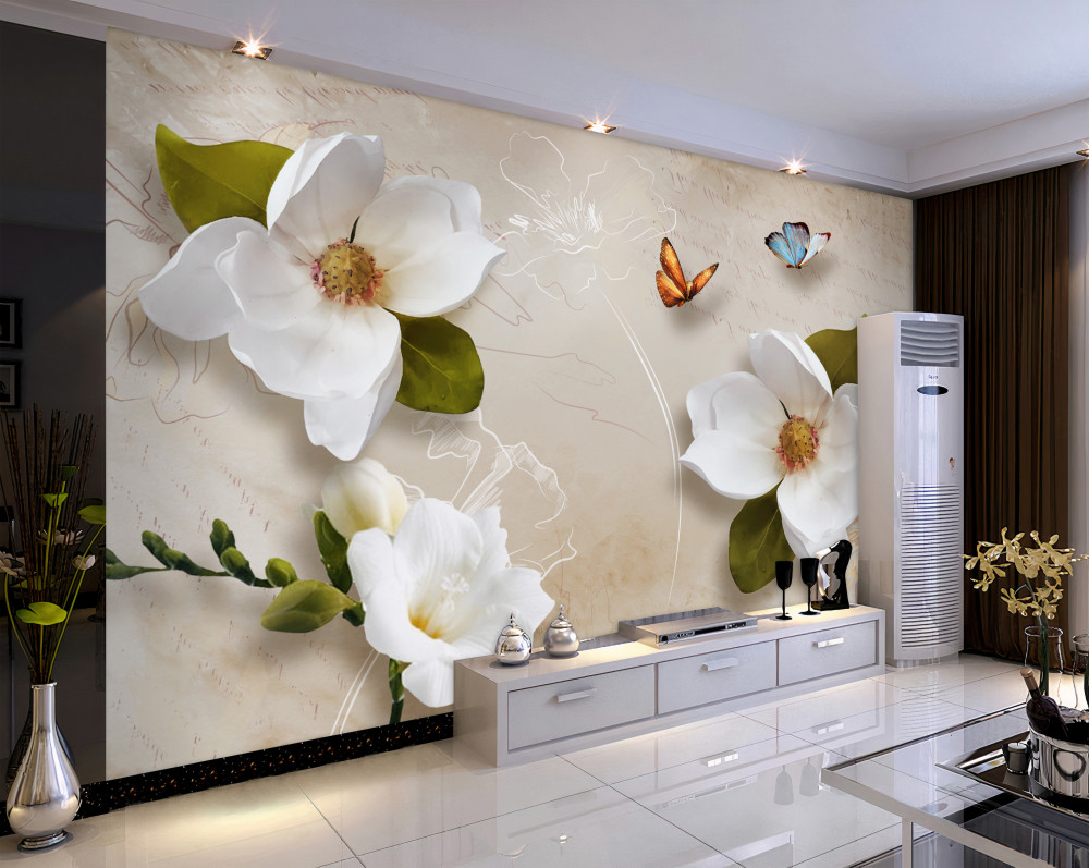 Fototapeta motyle na białych letnich kwiatach lotosu