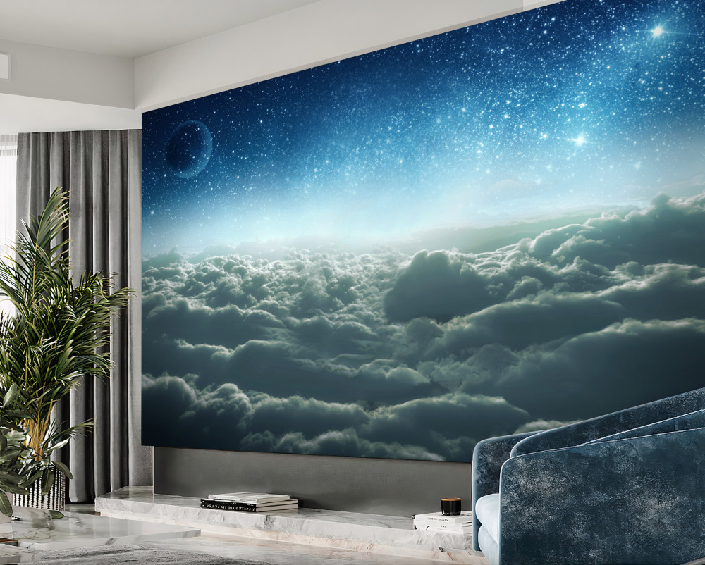 Fototapeta fascynujące chmury w gwiaździstą noc