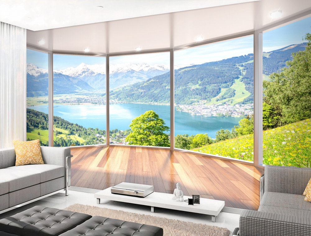 Fototapeta panorama górskiej przyrody z tarasu