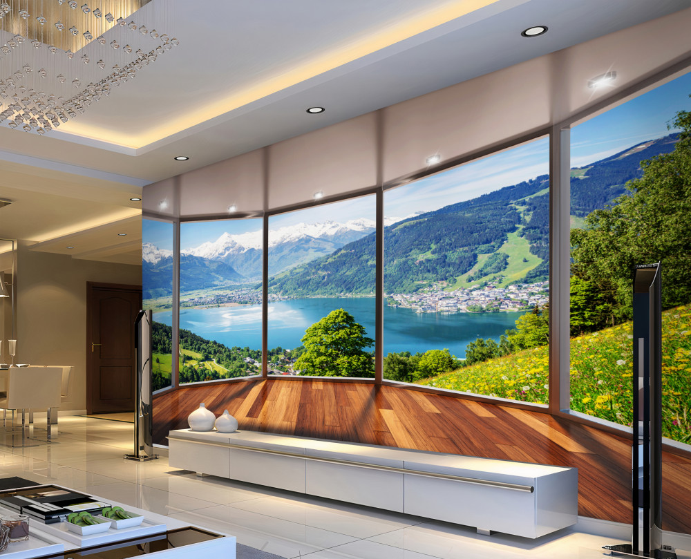 Fototapeta panoramiczne krajobrazy za oknem