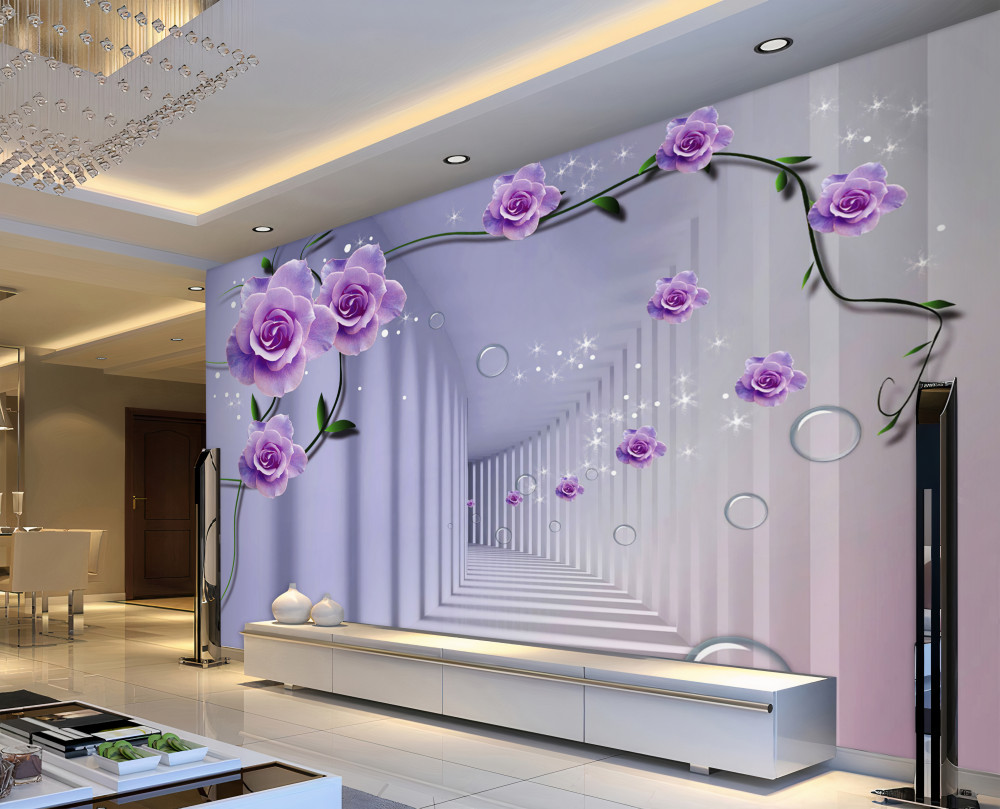 Fototapeta korytarz w liliowych kolorach