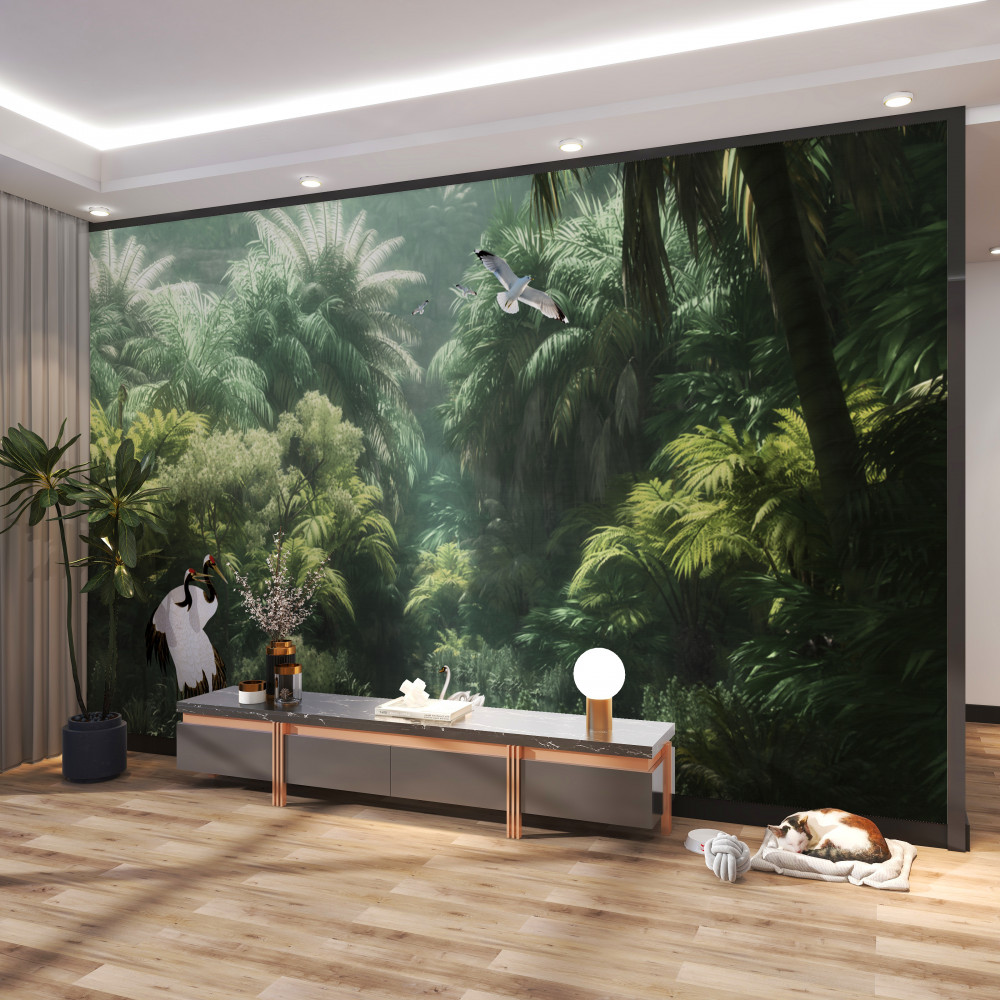 Fototapeta bogata roślinność dżungli i ptaki