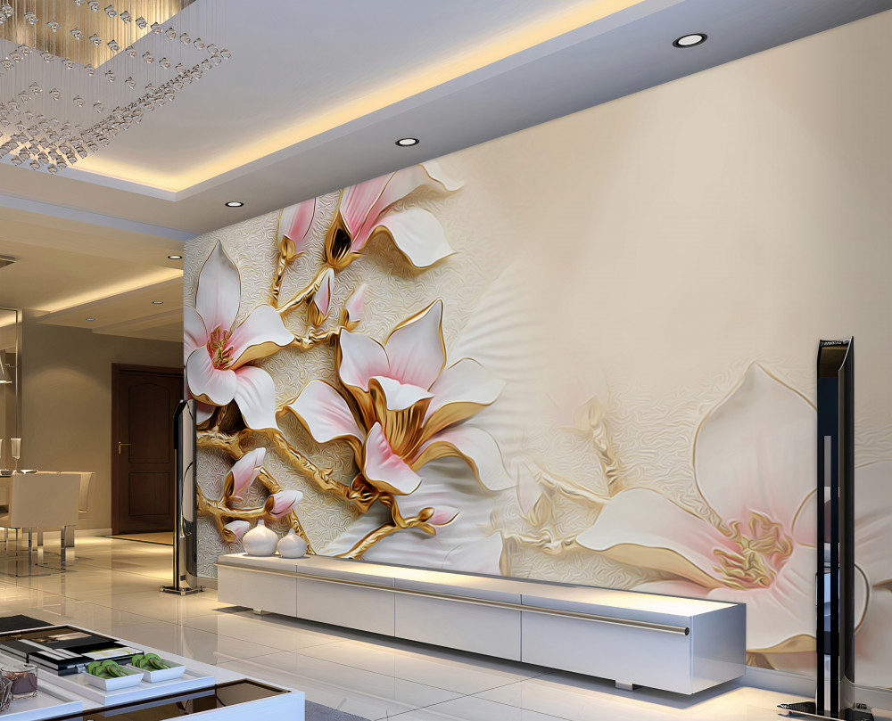 Fototapeta kwiaty w kolorze różowego złota