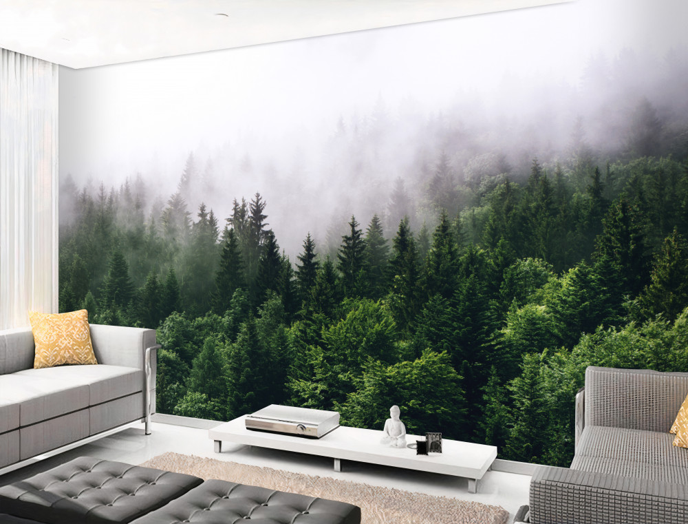 Fototapeta mgła opada na górski las