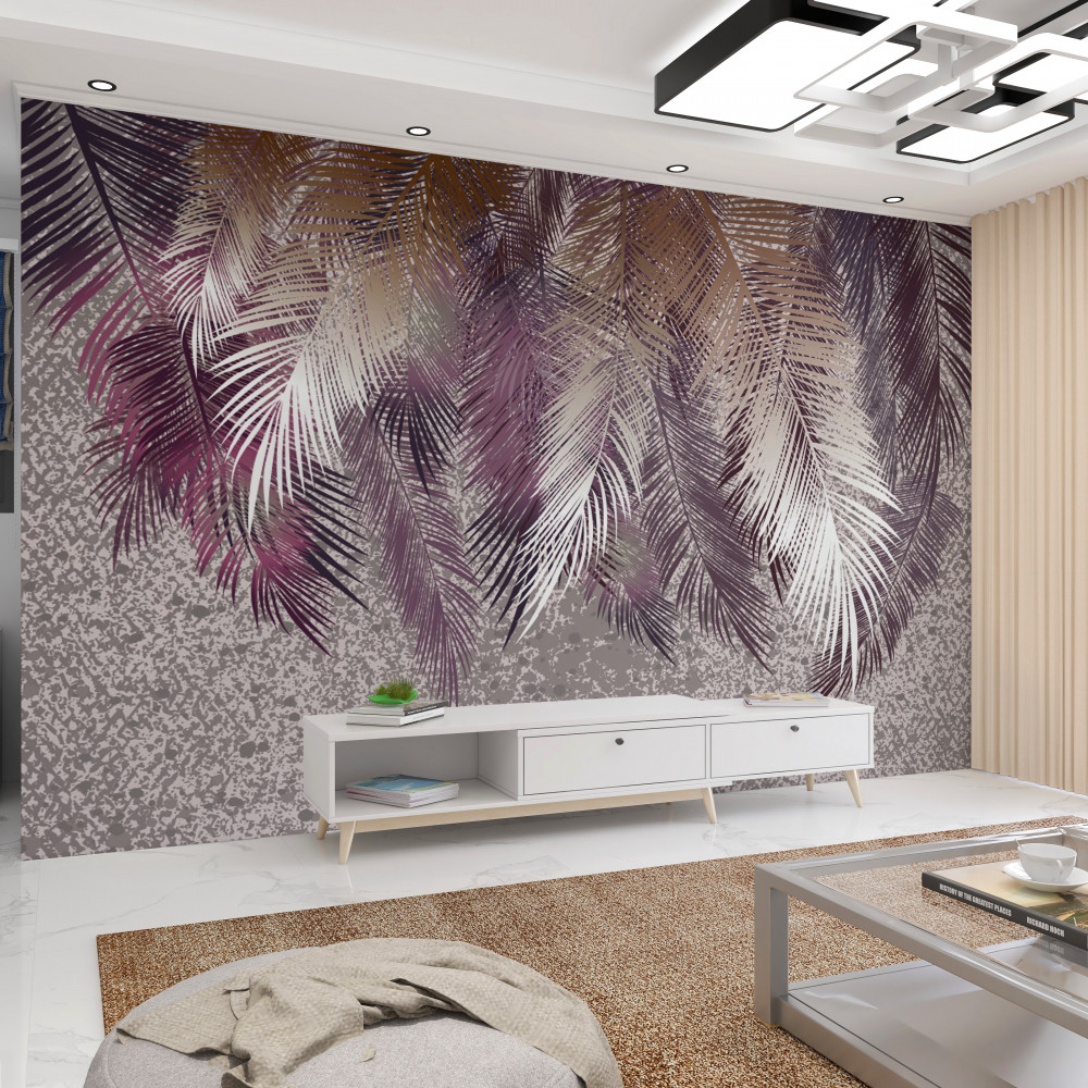 Fototapeta bordowe liście z piór