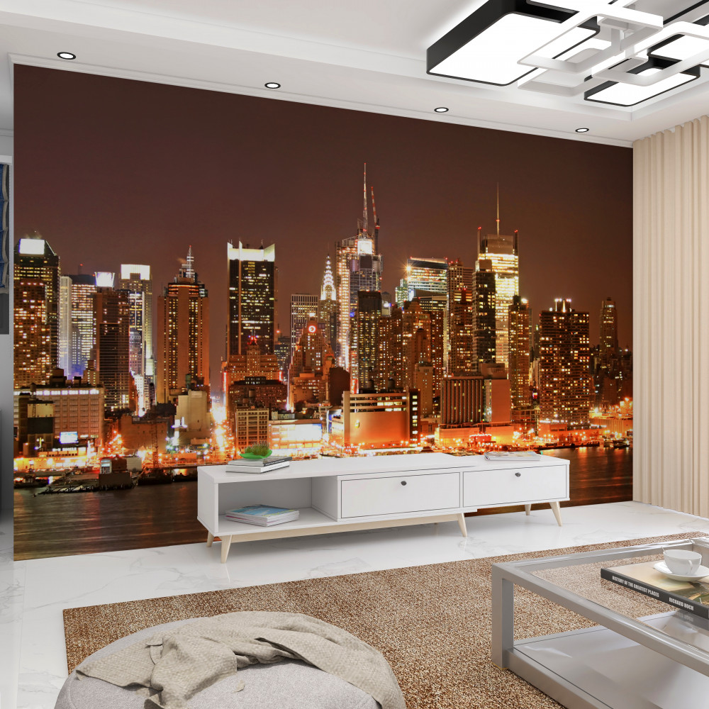 Fototapeta nowoczesne miasto nocą i wysokie budynki