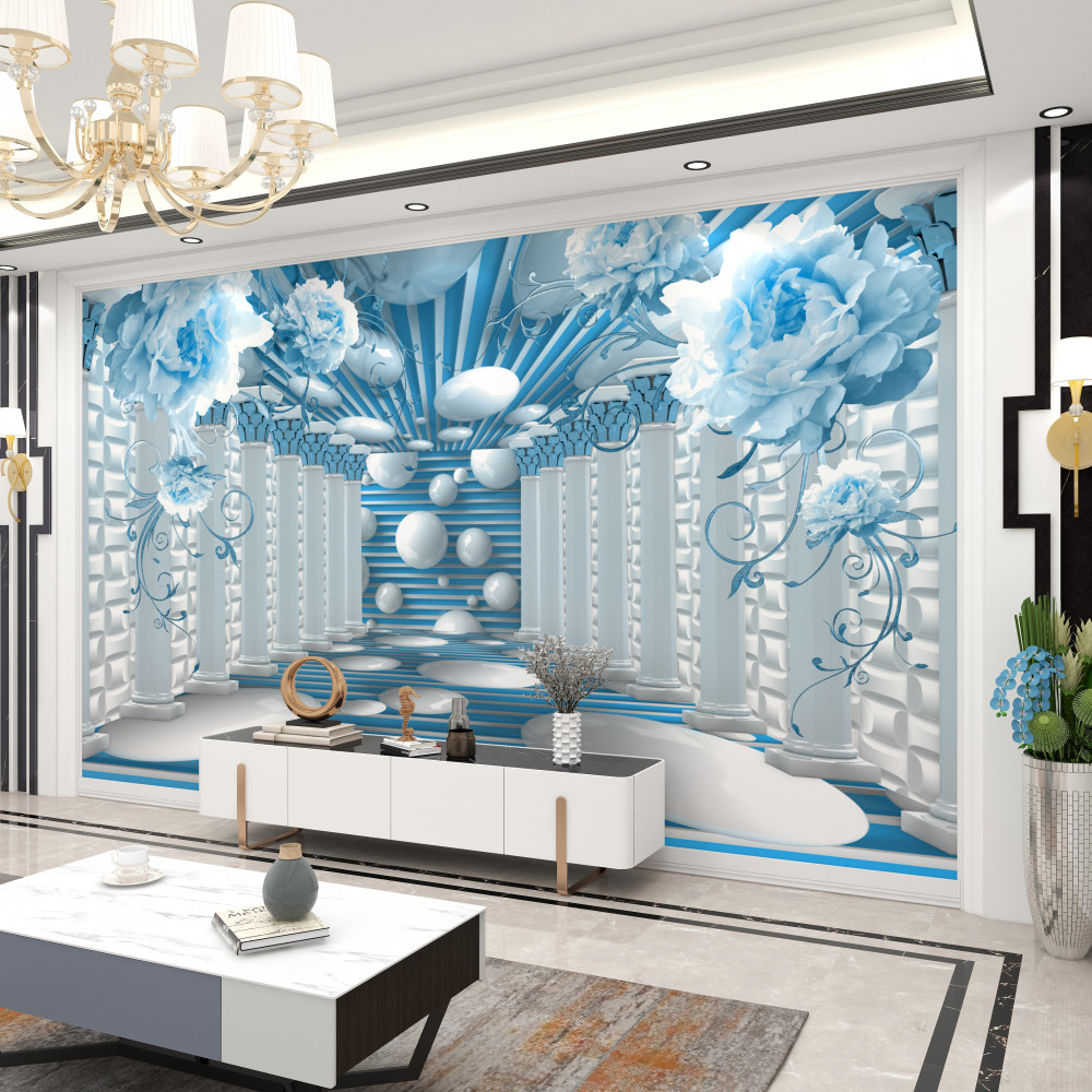 Fototapeta abstrakcyjny tunel w niebieskiej róży