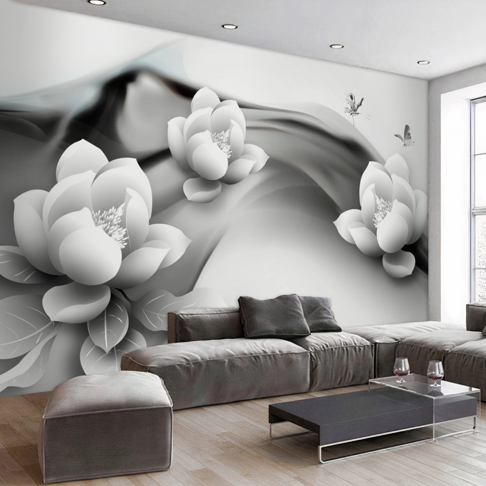 Fototapeta czarno-białe lilie wodne