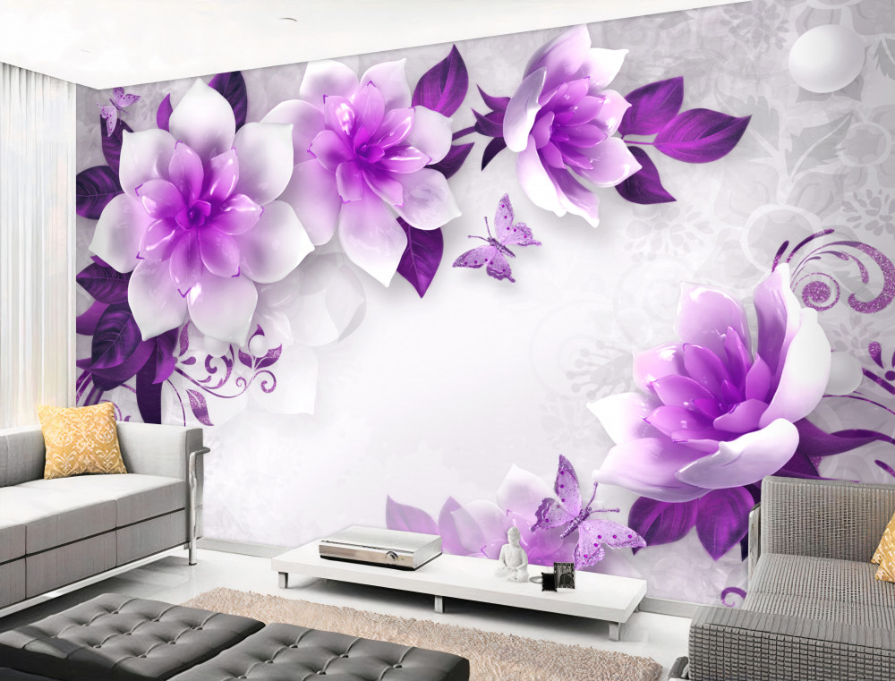 Fototapeta fioletowe kwiaty na białym tle