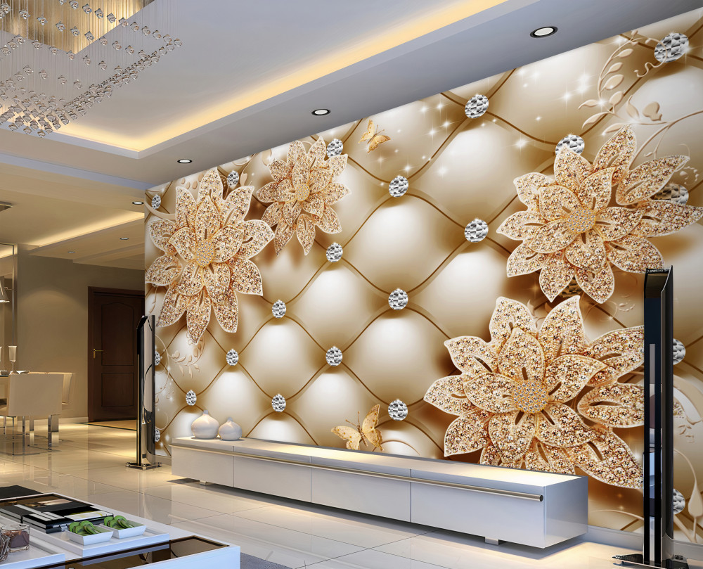 Fototapeta złote kwiaty w perłach