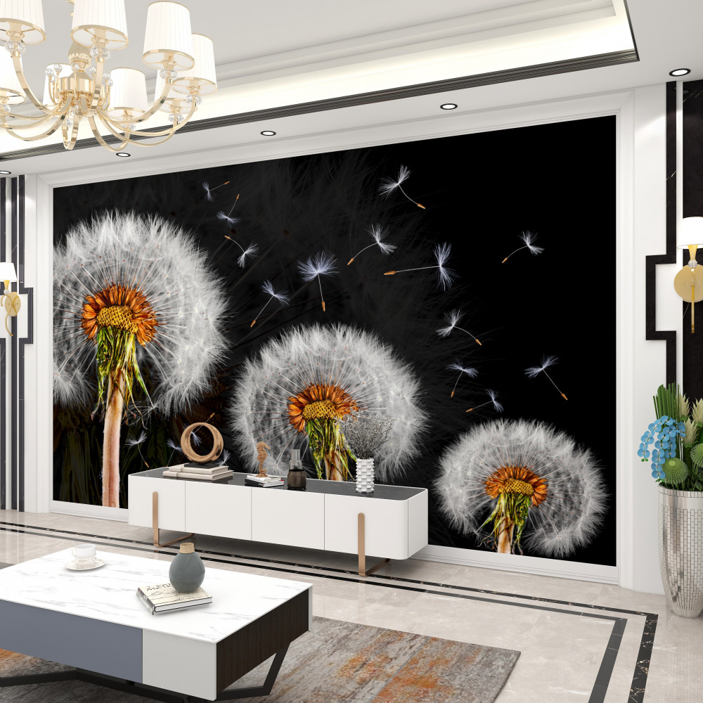 Fototapeta lot kwitnących płatków mniszka lekarskiego