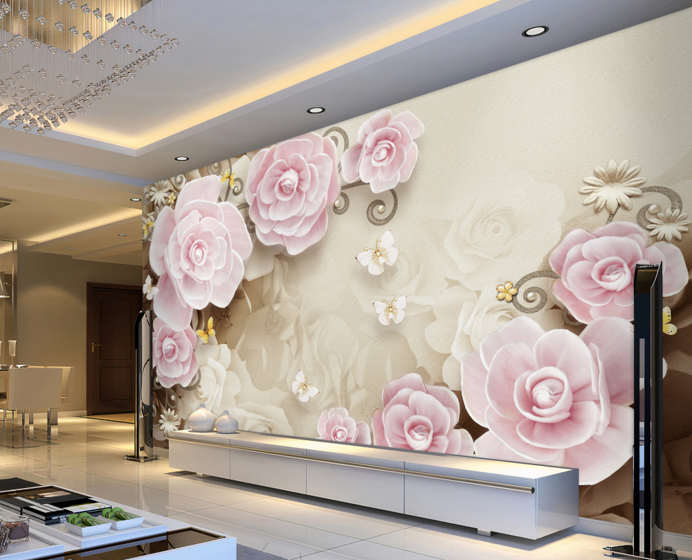 Fototapeta w nich delikatne różowe róże i perły