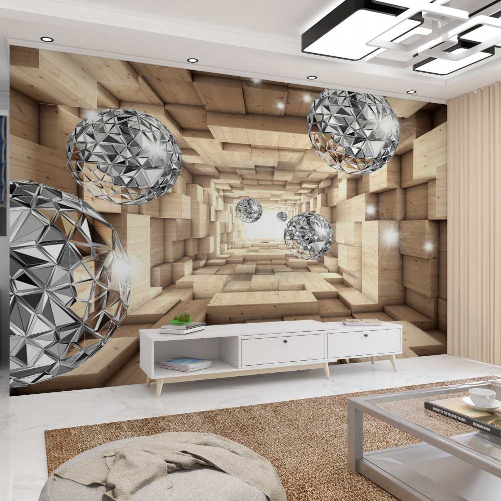 Fototapeta srebrne kulki w brązowym tunelu