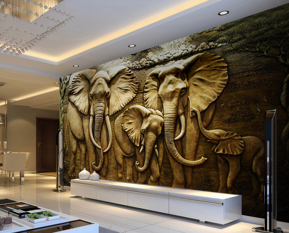 Fototapeta rzeźba rodziny słoni