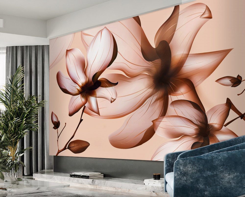 Fototapeta magnolie na różowym tle