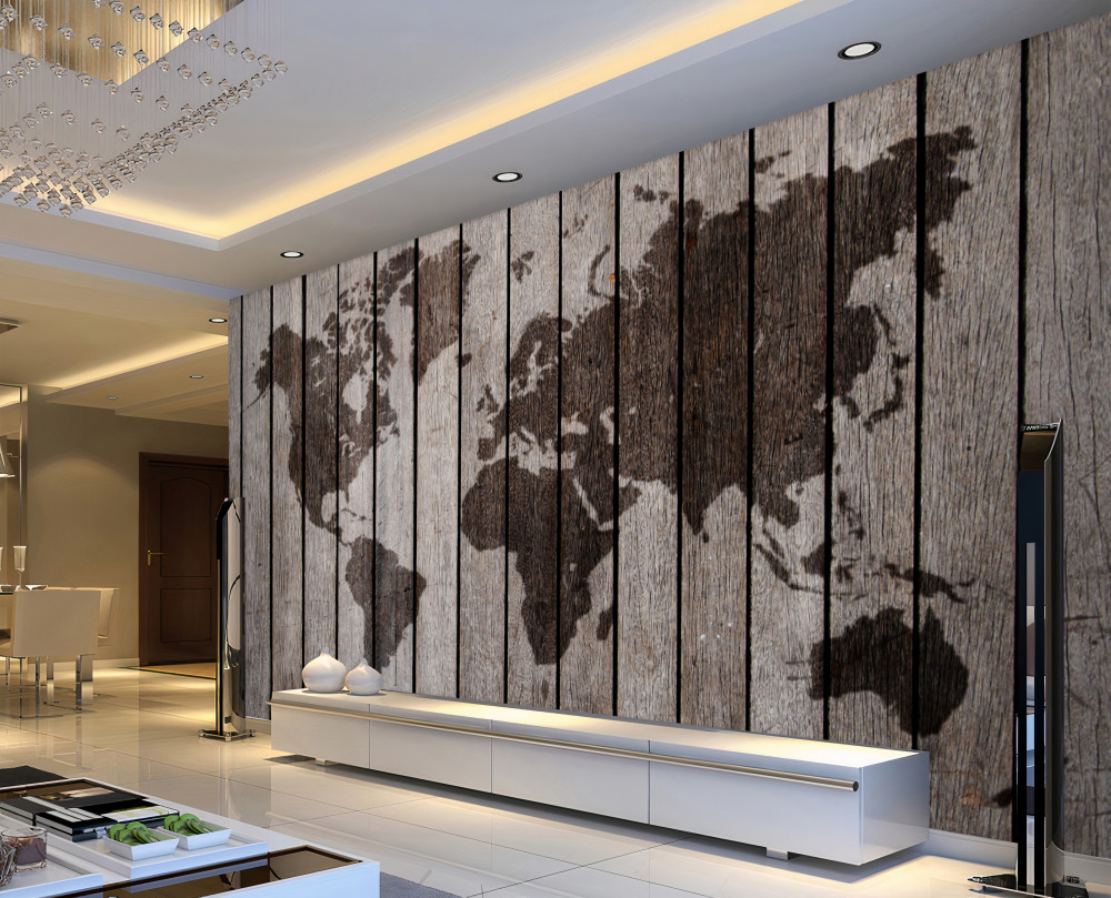 Fototapeta mapa świata na drewnianych klockach