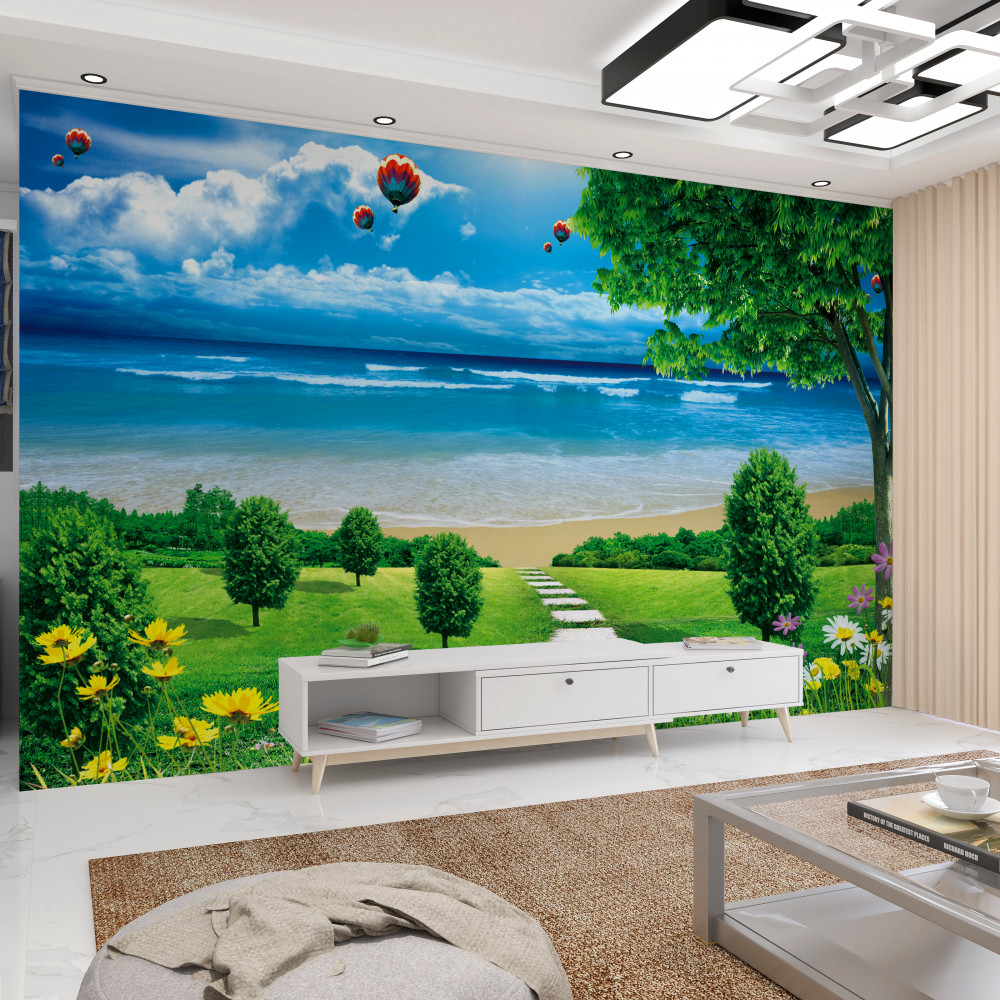 Fototapeta zielone łąki nad morzem