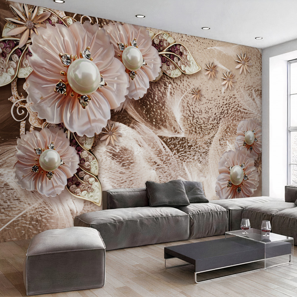 Fototapeta perły i delikatne, otwarte pąki kwiatowe