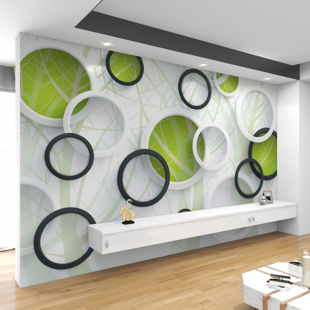 Fototapeta gęsty las i stereoskopowe kręgi