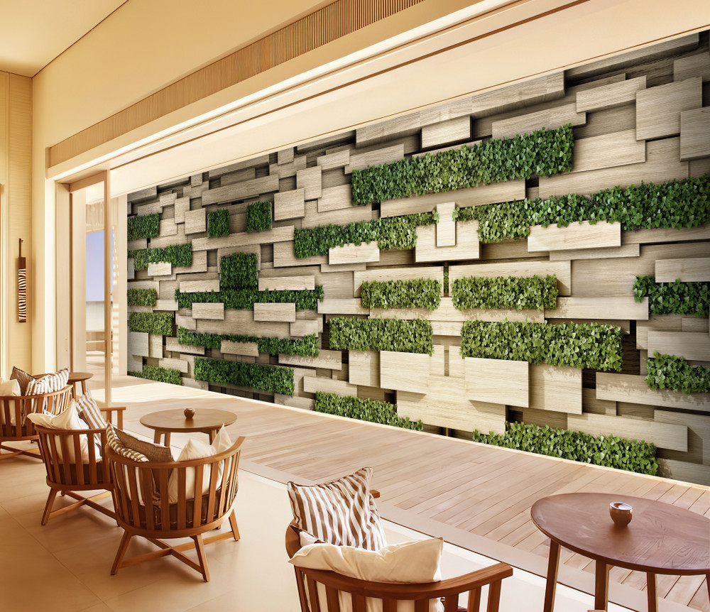 Fototapeta zielone rośliny na kamieniu