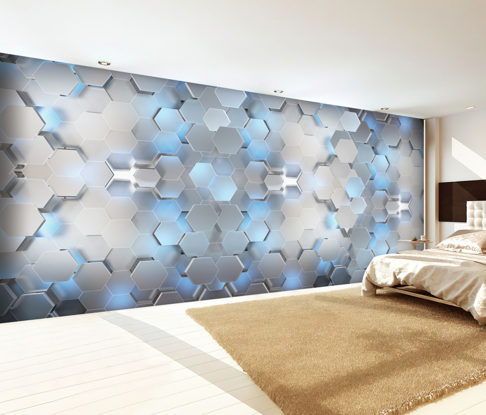 Fototapeta niebieskie perły unoszące się na szarym tle