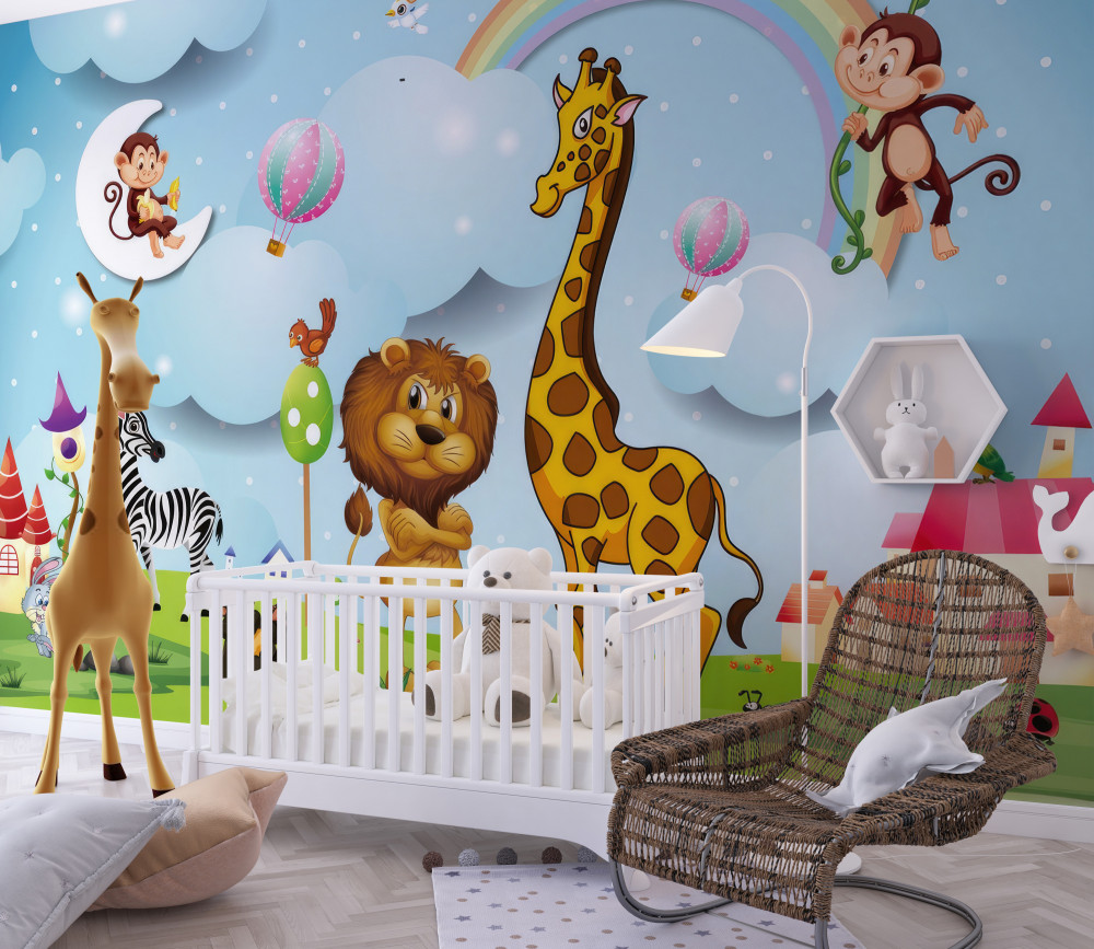 Fototapeta zwierzęta na zielonym trawniku