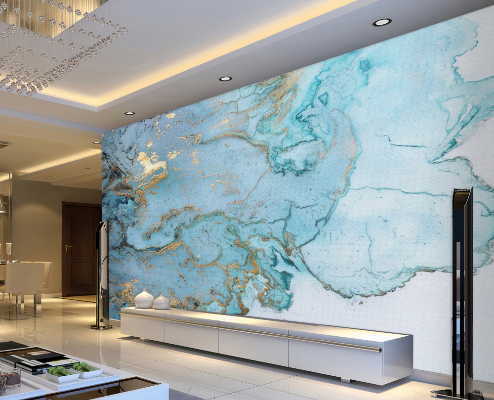 Fototapeta niebieski marmur ze złotym aksamitem