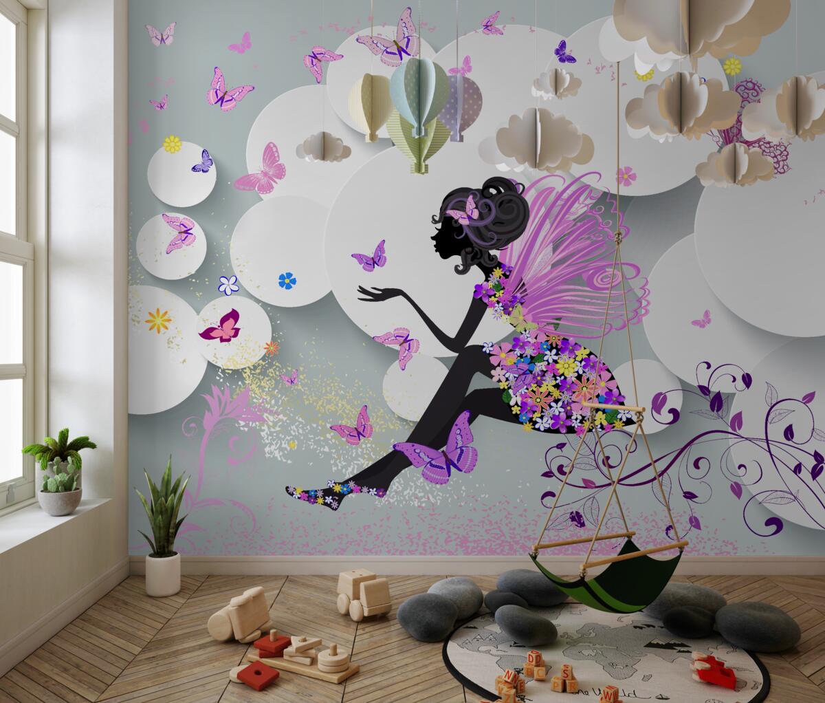 Fototapeta Malowana dziewczyna w sukience w kwiaty